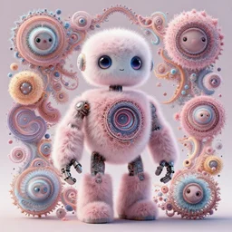 a fluffy robot fractal:: by Martine Johanna and Simon Stålenhag and Chie Yoshii and Casey Weldon and Guillermo del toro :: ornate, dynamic, particulate, pastel colors, intricate, elegant, highly detailed, centered, artstation, smooth, sharp focus, octane render, 3d