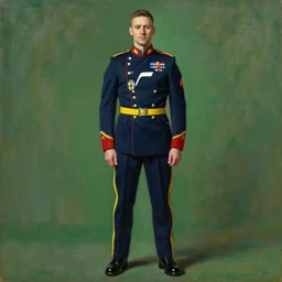 full body portrait of the dictator of the nba utah jazz, 1 8 8 9, in full military garb, navy blue, green, yellow, oil on canvas by william sidney mount, trending on artstation