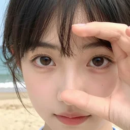 the view from the eyes, the girl holds her hand looks into her eyes and leads to the beach