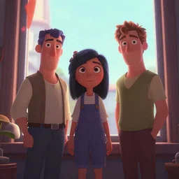 Lofi portrait at a window, Pixar style by Stanley Artgerm and Tom Bagshaw and Tristan Eaton and Tim Burton