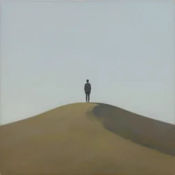 a painting of a person standing on top of a hill, an album cover by takashi murakami, pixiv contest winner, psychedelic art, concert poster, poster art, official art