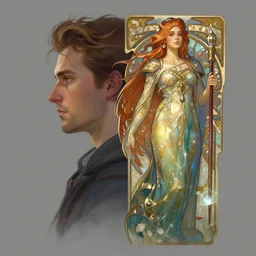 side profile portrait by christophe vacher and alphonse mucha with imogen poots as dota 2 gloomhaven paladin 5 4 k rtx hdr volume light concept studio matte painting digital illustration fanart artstation by rob rey, artgerm, thomas blackshear, magali villeneuve, jeremy lipkin, eve ventrue, lawren harris