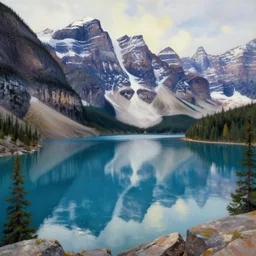beautiful award winning synthwave painting of a canadian lake, extreme detail, digital art, 4 k, ultra hd