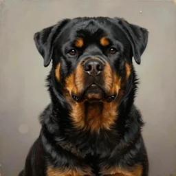 rottweiler with a beard, oil painting, artgerm, portrait, highly detailed, artstation