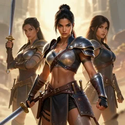a beautiful and strong female warrior by Boris Valejo and Laura Sava