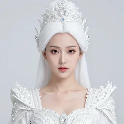 portrait of wonderful asian princess of white diamond with fair skin, ornate with white diamonds, 8 k, gorgeous, intricate, detailed, glowing white accent lighting, dramatic lighting, octane render