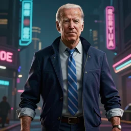 Joe Biden, in GTAV, reimagined as a cyberpunk dystopia, 4k highly detailed digital art 4k highly detailed digital art