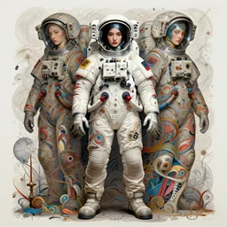 hyperrealistic portrait of a woman astronaut, full body portrait, well lit, intricate abstract. gucci style, intricate artwork, by tooth wu, wlop, in the style of jin kagetsu, by ruan jia and artgerm and range murata and wlop and ross tran and william - adolphe bouguereau and beeple. key art. fantasy illustration. award winning, artstation, intricate details, realistic, hyperdetailed, 8 k resolution.