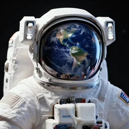 epic portrait cinematic shot austronauts helmet reflecting the earth, 3 d cgi render, highly detailed, realistic, gallons of milk