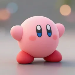 the cutest little polymer clay kirby, unreal engine, bokeh