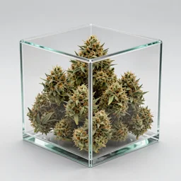enclosed glass box full of cannabis marijuana, beautiful, octane render, nug pic, ray tracing, 8 k, unreal engine 5