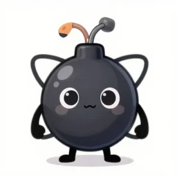 a drawing of an anthropomorphic atomic bomb, chibi style, cute, stylized