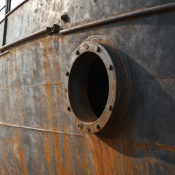 ! dream cimbra industrial ship metal structure, steel tam detail view, grunge, oxide, old