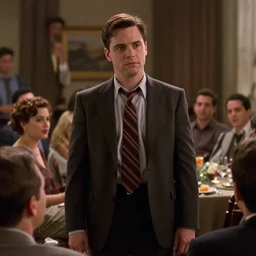 i love it when patrick bateman went it's huey lewising time and huey lewised everyone in the room, cinematic still