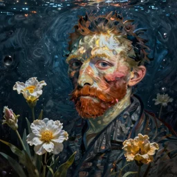 image of flowers underwater, art by caravaggio