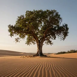 beautiful hyperrealistic detailed matte landscape of a the mysterious last sand tree on earth, summer, on the morning, by andreas rocha and john howe, and martin johnson heade, featured on artstation, featured on behance