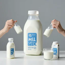 incredible absurd nihilistic surreal photoshoot advertisement for milk, people enjoying milk and dairy products in the style of tim walker, vsco film grain