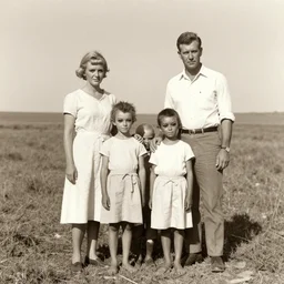 vintage photograph of a roswell alien family, full body, sepia