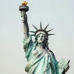a photo of the statue of liberty made completely out of recycled materials