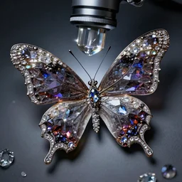 crystal, microworld, dark butterfly, electron microscope, bedecked with jewels
