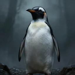 stunning Cybernetic anthropomorphic penguin with sharpen teeth ,creepy art, atmospheric, ominous, eerie, cinematic, Epic, Concept art by John Singer Sargent