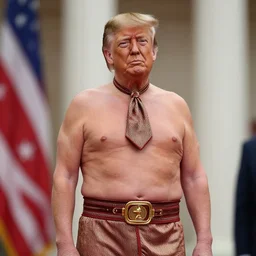 high quality photo of donald trump in a borat mankini. hq. hd. award winning