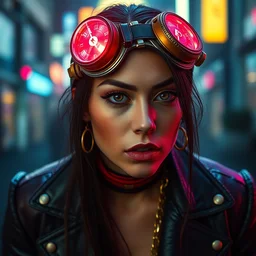 leaning forward zingy portrait featuring a perfect dua lipa as a time lord, by ewelina kowalczyk and alessio albi, naturalism, steampunk, in - depth, lumen global illumination, 8 k, resolution, street art, steelpunk, photorealisstic, vibrant chromatic colors, chromatic aberration