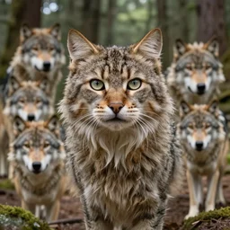 photo furry cat woman in a forest 8 c 0 with real wolves 6 6 9 1 4 ideal human face