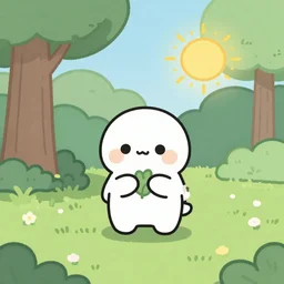 illustration of a kawaii forest and sun