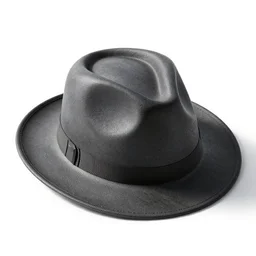 wrought iron fedora, clean 3d render, octane render, isolated on a pure white background, centered, entire object in frame, sharp focus, soft studio lighting