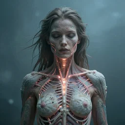 cinematic realistic photo of slavik godess energy anatomy portrait in the style of Alex grey