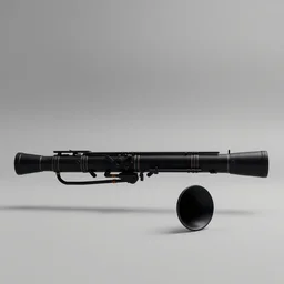 distant shot render matte black tech electronic musical instrument, electronic clarinet, rounded edges, centered on studio gray background, all black design by james dyson, greg rutkowsk, jonathan ive, braun design, technologic design, octane engine render, detailed product concept unreal engine 6 render