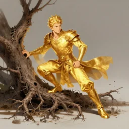 there was a golden prince was attacked by roots, artstation