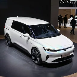 motorshow photo of a futuristic box - shaped vehicle with aerodynamic fins and a generative design structure, box - shaped dark glass and plastic, low rider, peugeot prestige, highly detailed, dragonfly shape, shiny white ceramic tiles, cut roof vw camper van, iridescent skin