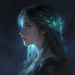 pretty girl portrait profile picture, dramatic lighting, digital painting, arcane magic digital painting bioluminance, by rossdraws