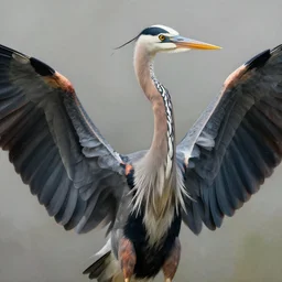 portrait of a majestic blue heron spreading his wings, digital painting, extremely detailed, 4k, intricate, brush strokes, Giger, Mark Arian, Artgerm, Bastien Lecouffe-Deharme