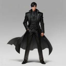 a highly detailed illustration of kento yamazaki wearing black suit and tie with coattails, dramatic standing pose, intricate, elegant, highly detailed, centered, digital painting, artstation, concept art, smooth, sharp focus, league of legends concept art, wlop.