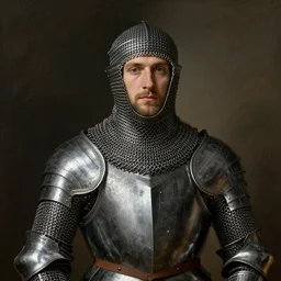 portrait of edp445 but hes in chain mail armor by john everett millais