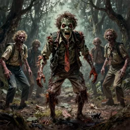 creepy horror painting from scene on American Pie Film in which Steven Stifler mutate into greedy zombie. Horror, created by Thomas Kinkade.