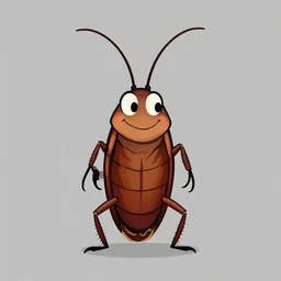 cockroach character, smiling, large antennae, minimalist cartoon style, by Tim Burton