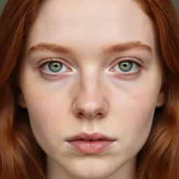 a portrait of a beautiful girl big nose and big green / gray eyes red haired by anthony thieme