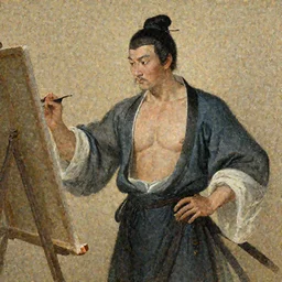 a man wearing hanfu, muscular, painting by Gaston Bussiere, Craig Mullins