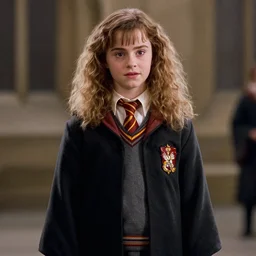 film still Millie Bobby Brown as Hermione Granger wearing hogwarts uniform in Harry Potter movie