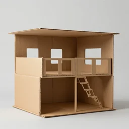 motel made of cardboard, interior, soft lighting