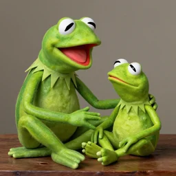 “Kermit the Frog Devouring His Son” by Francisco Goya, in the style of “Saturn Devouring His Son”, fresco, horror