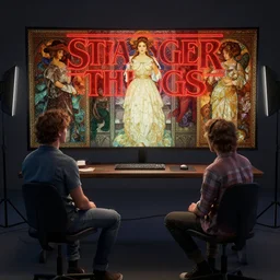 stranger things studio lighting digital art station unreal engine render by greg rutkowski and j. c. leyendecker and alphonse mucha