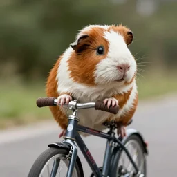 a guinea pig riding a bicycle