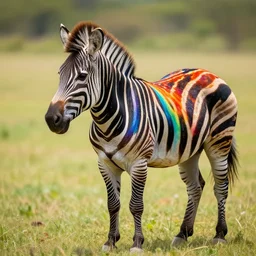 a photograph of a rainbow colored zebra, high resolution, 8 k, hdr, dynamic lighting