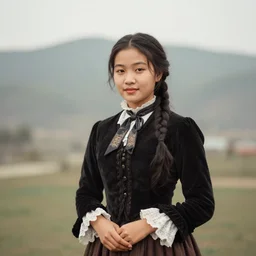vintage_portrait_photo_of_a_beautiful_nepalese_Victorian maiden in the himalayas