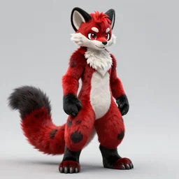visual static, dmt, noise, photorealistic male body weasel furry ( red & black ) fursona, attached tail